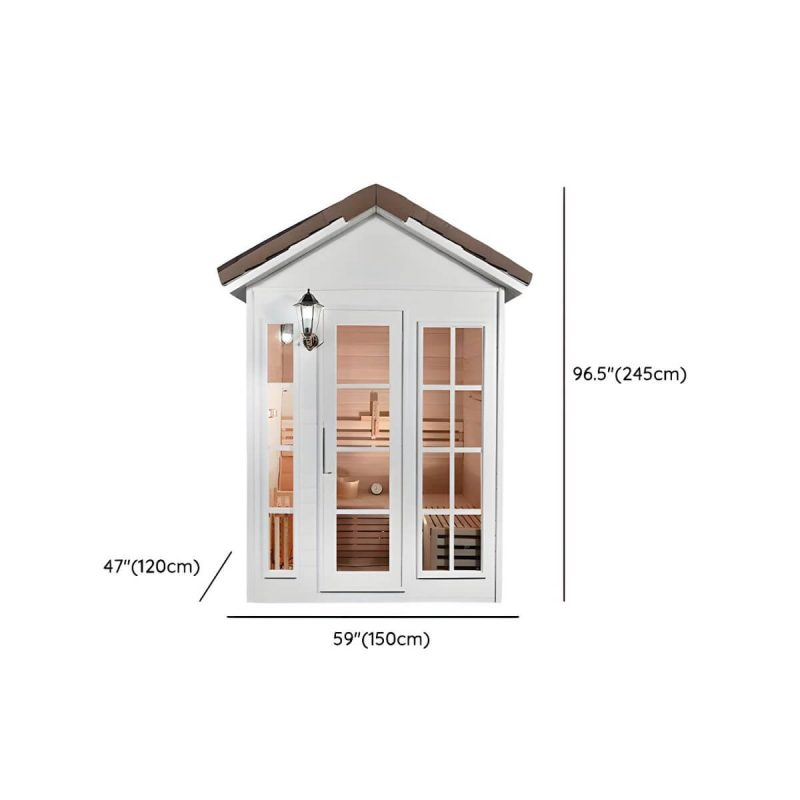 Dimension of 1 Sitz Hemlock FAR Infrarot-Sauna mit LED-Beleuchtung und Bluetooth - Weiß 59"L x 47"B x 96"H