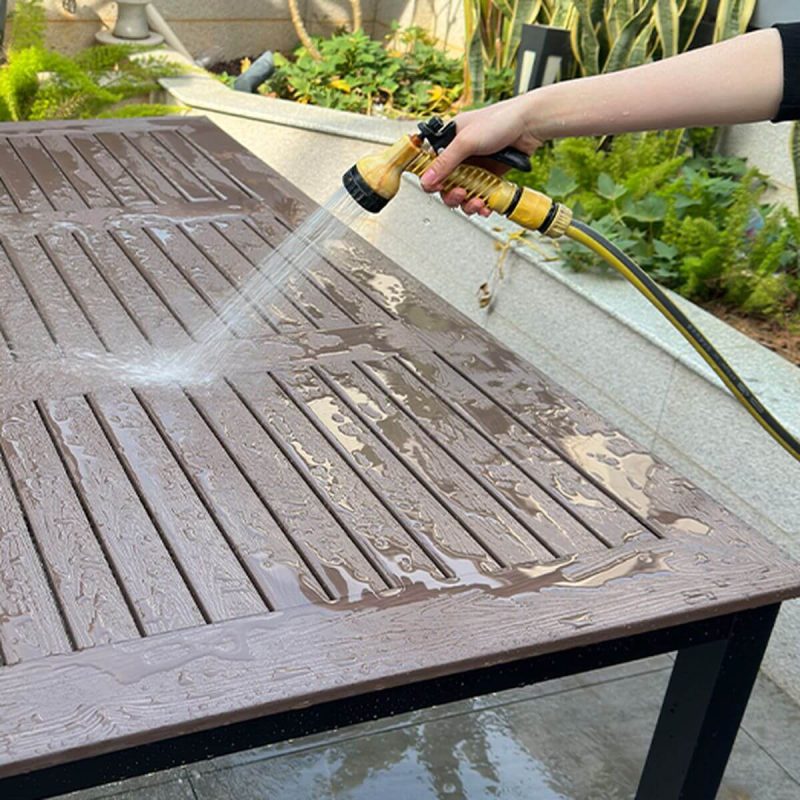 Rostbeständiges modernes Alloy Outdoor-Esszimmerset mit Kakaotisch und Stuhl, 5-teilig, 31,5"L x 31,5"B x 29,5"H, Tisch & 4 Stühle