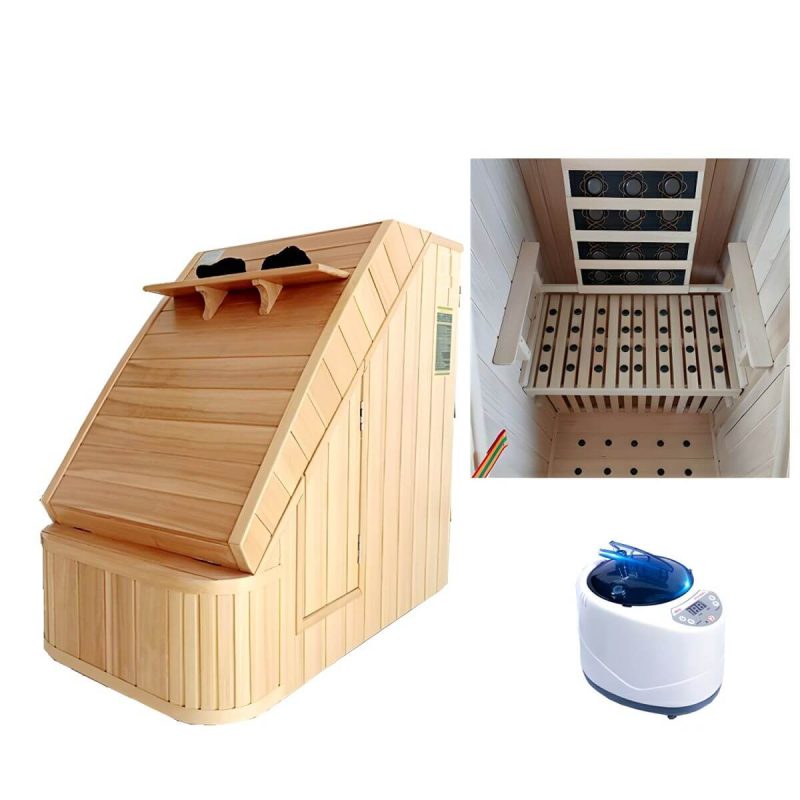 1-2 Personen Haushalt Massivholz Saunaraum Familie Hemlock 2L/4L Ferninfrarot - 2 Liter Verdampfer + Turmalin