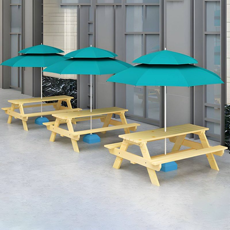 Zeitgenössischer Massivholz-Picknicktisch rechteckig wasserfester Picknicktisch - Holzfarbe Tisch 79"L x 24"B x 28"H nur Tisch