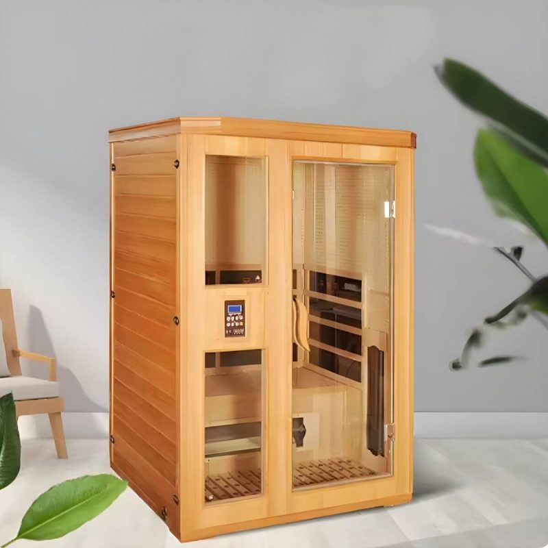 Holz-Rechteck-FAR-Infrarot-Sauna mit LED-Beleuchtung und Bluetooth-Kompatibilität - 35"L x 35"B x 75"H