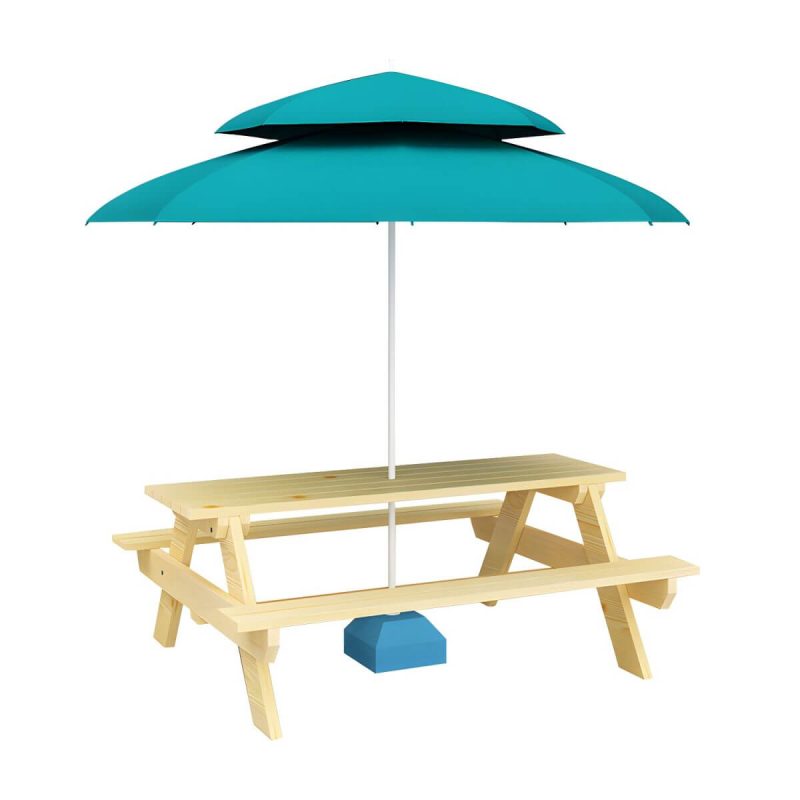 Zeitgenössischer Massivholz-Picknicktisch rechteckig wasserfester Picknicktisch - Holzfarbe 71"L x24"B x 27,5"H Tisch nur Tisch