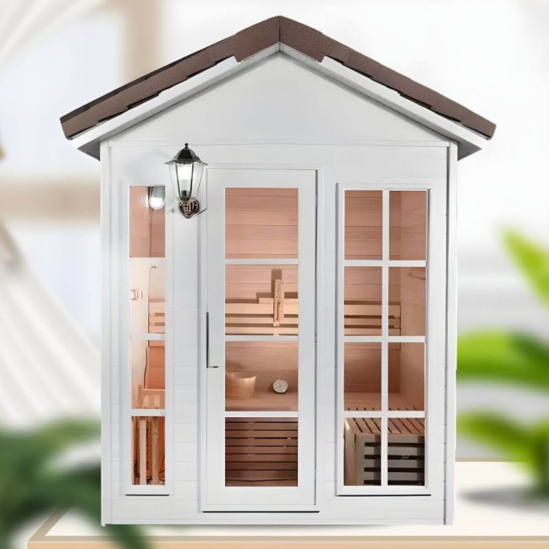 1 Sitz Hemlock FAR Infrarotsauna mit LED-Beleuchtung und Bluetooth - Weiß 39"L x 39"B x 96"H