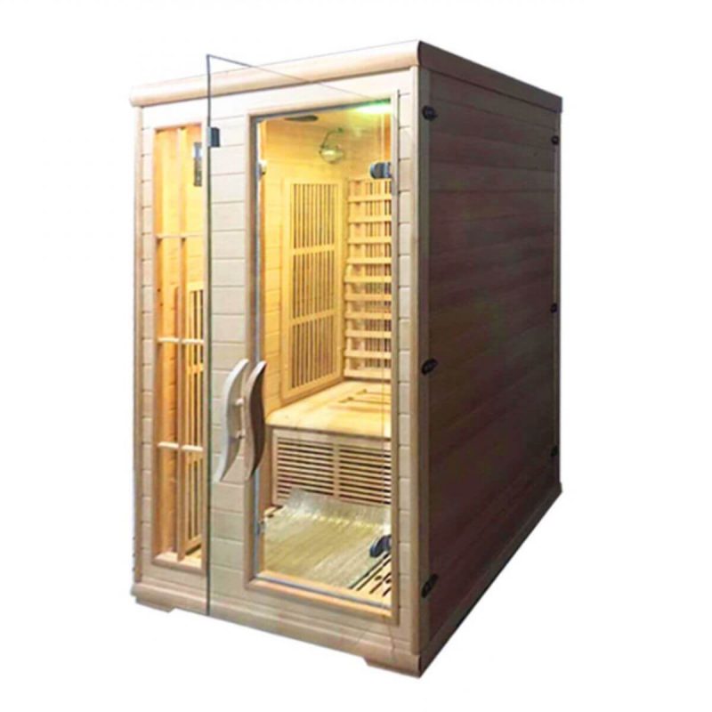 Holz Indoor Infrarot-Sauna mit verstellbarer Temperatur, mit Tür(en), Bank und Bedienfeld, MP3-Player kompatibel, 35"L x 35"B x 75"H