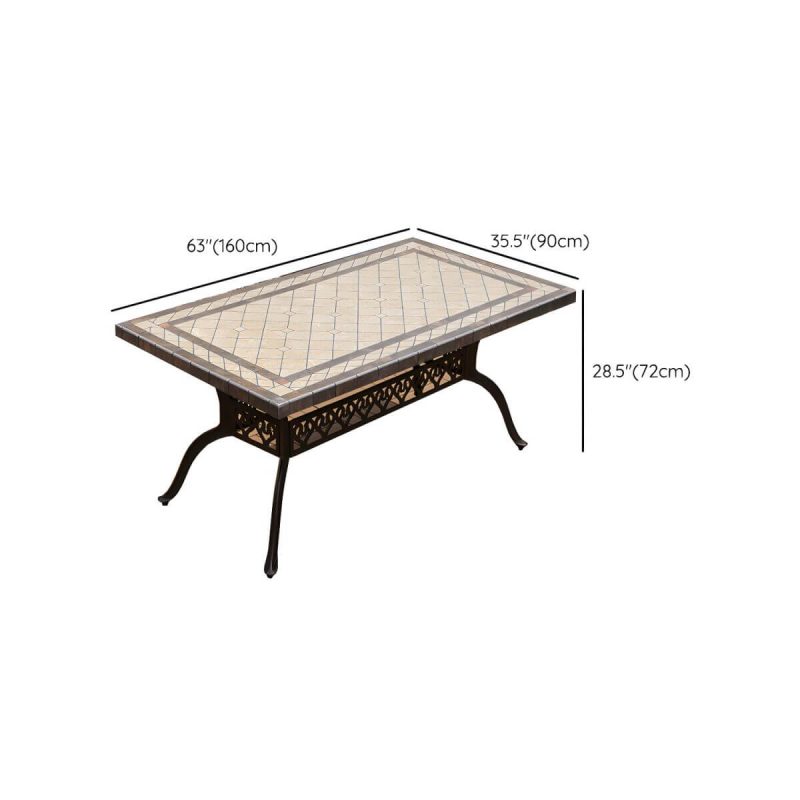 Dimension of Moderner Outdoor-Patio-Tisch aus Keramik, rostbeständiger Patio-Tisch mit Aluminiumrahmen - Nur Tisch 63"L x 35,5"B x 28,3"H