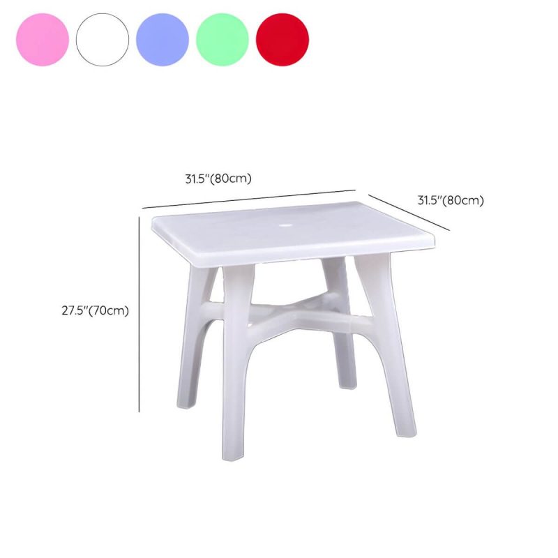 Dimension of Outdoor-Plastik-Patio-Tisch im zeitgenössischen Stil in runder/quadratischer Form - Rot 31,5"L x 31,5"B x 27,6"H Nur Tisch