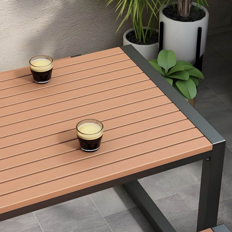 Moderner Terrassentisch aus hergestelltem Holz, wasser- und UV-beständig - 140 x 70 x 75 cm, nur weißer Tisch