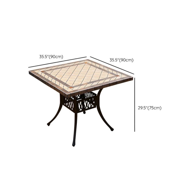 Dimension of Moderner Outdoor-Patio-Tisch aus Keramik, rostbeständiger Patio-Tisch mit Aluminiumrahmen - Nur Tisch 35,4"L x 35,4"B x 29,5"H