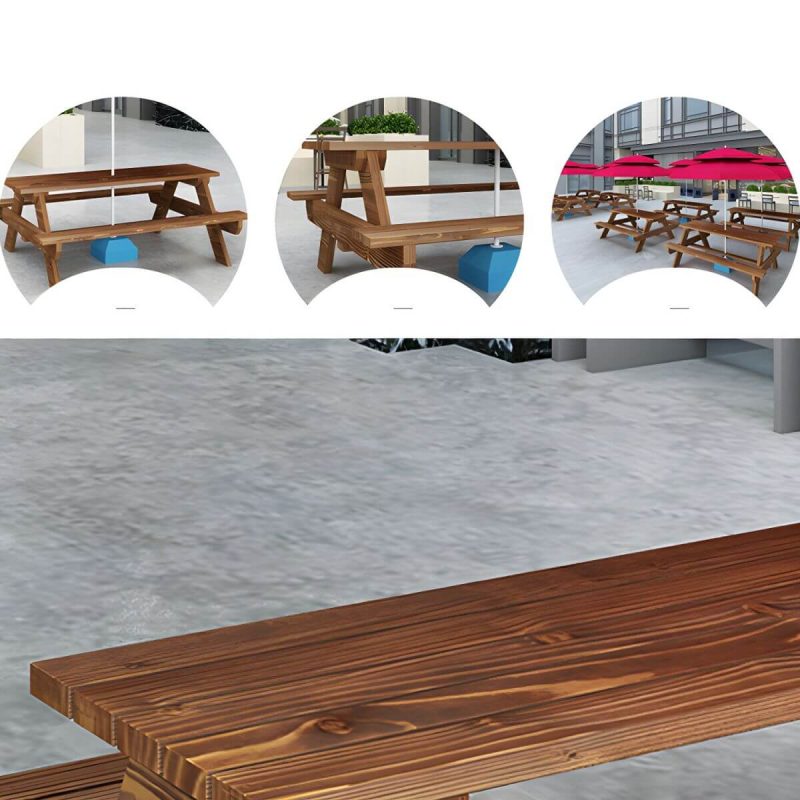 Zeitgenössischer Massivholz-Picknicktisch rechteckig wasserfester Picknicktisch - Holzfarbe 59"L x 24"B x 27,5"H Tisch nur Tisch