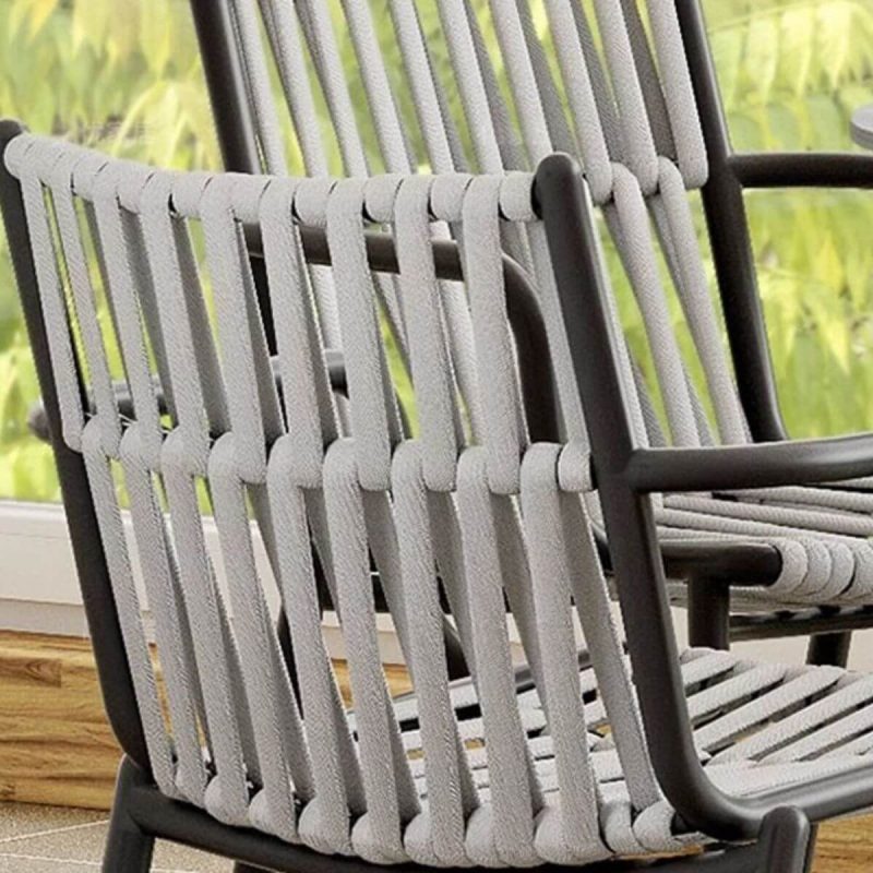Moderner einfacher Outdoor-Armlehnstuhl in Elfenbein, Aluminium-Material, stapelbar, 1 Stuhl, Weiß