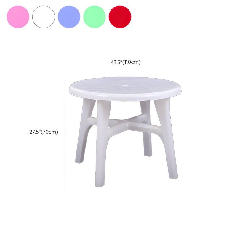 Dimension of Outdoor-Plastik-Patio-Tisch im zeitgenössischen Stil in runder/quadratischer Form - Blau 43"L x 43"B x 27,5"H Nur Tisch
