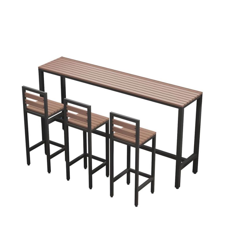 Industrieller Metall- und Holz-Bartisch im Rechteck - Weiß 55,1"L x 15,7"B x 41,3"H Nur Tisch
