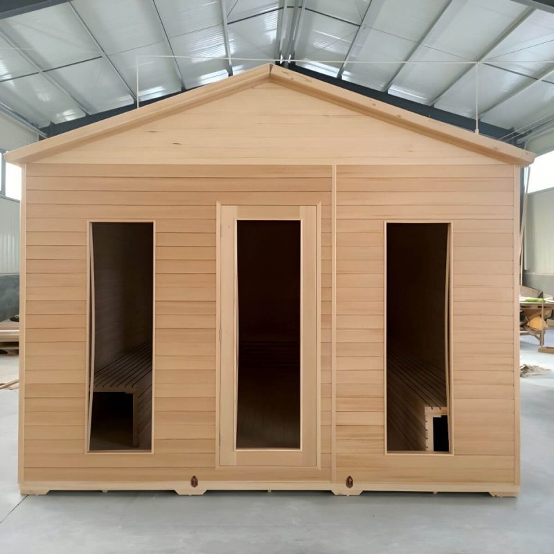 1 Sitz Hemlock FAR Infrarotsauna mit LED-Beleuchtung und Bluetooth - Natur 59"L x 47"B x 96"H