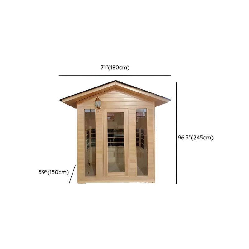 Dimension of 1 Sitz Hemlock FAR Infrarotsauna mit LED-Beleuchtung und Bluetooth - Natur 71"L x 59"B x 96"H