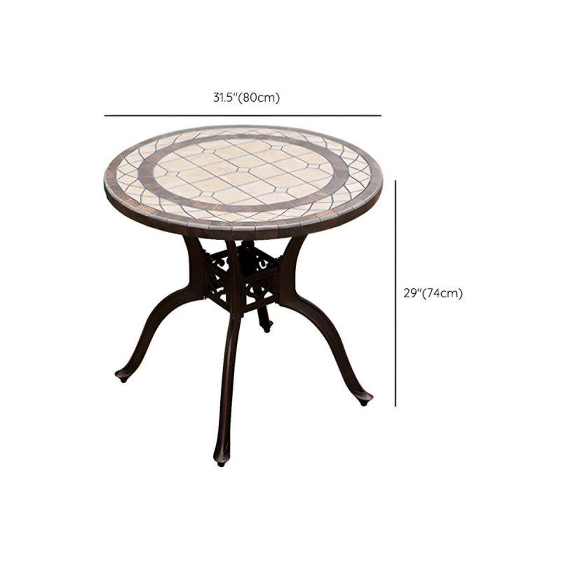 Dimension of Moderner Outdoor-Patio-Tisch aus Keramik, rostbeständiger Patio-Tisch mit Aluminiumrahmen - Nur Tisch 31,5"L x 31,5"B x 29,1"H
