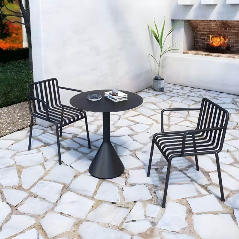 Zeitgenössischer Outdoor-Rund-/Quadrattisch Eisen Rostbeständiger Couchtisch - Roter Rund Nur Tisch