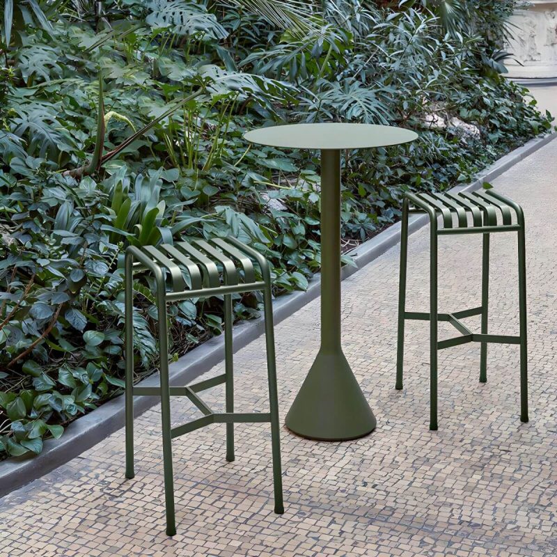 Wasserfester Eisen-Patio-Tisch Moderne Grüne Metall-Couchtisch - 23,6"L x 23,6"B x 41,3"H Runder Tisch Nur