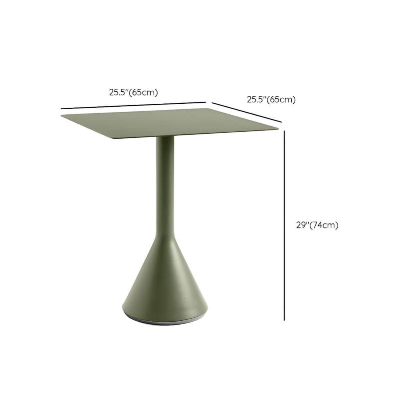 Dimension of Grüner Metall-Bar-Tisch Industrie wasserbeständiger Tisch für draußen - 25,6"L x 25,6"B x 29,1"H Nur Tisch