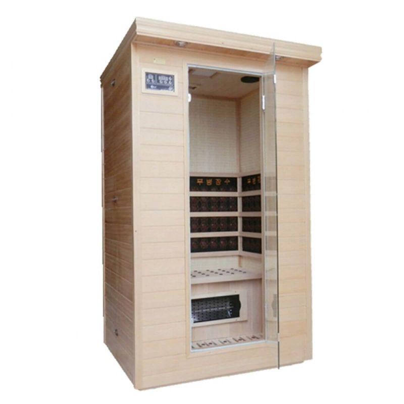 Premium Holz Infrarotsauna mit LED-Beleuchtung und Bluetooth, ideal für den Innenbereich - 35"L x 35"B x 75"H Glasfenster inbegriffen