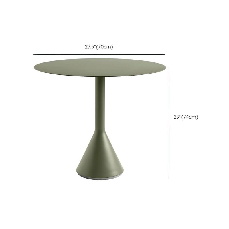 Dimension of Zeitgenössischer Metall-Patio-Tisch rund/quadratisch wasserbeständig in Grün - 27,6"L x 27,6"B x 29,1"H Nur Tisch