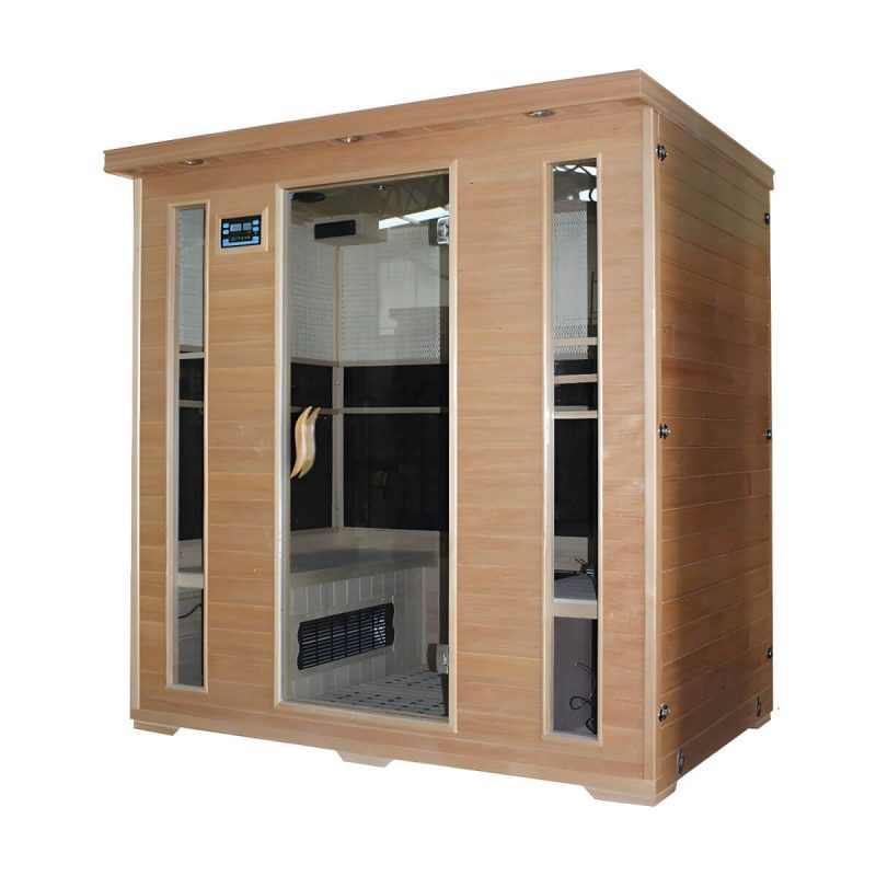 Luxus-Holzsauna mit LED-Beleuchtung und Lüftung - Einstellbare Temperatur - 71"L x 71"B x 75"H Standard