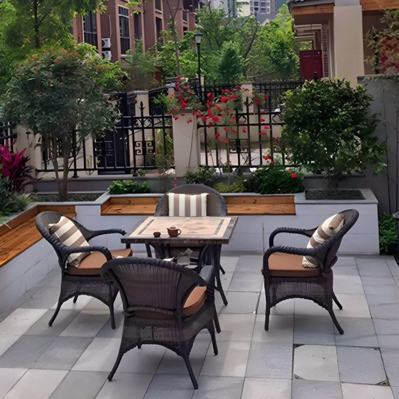 Stein/Keramik-Esstisch Outdoor Aluminium-Gestell Terrassentisch in Braun - Nur Tisch 59"L x 59"B x 28"H