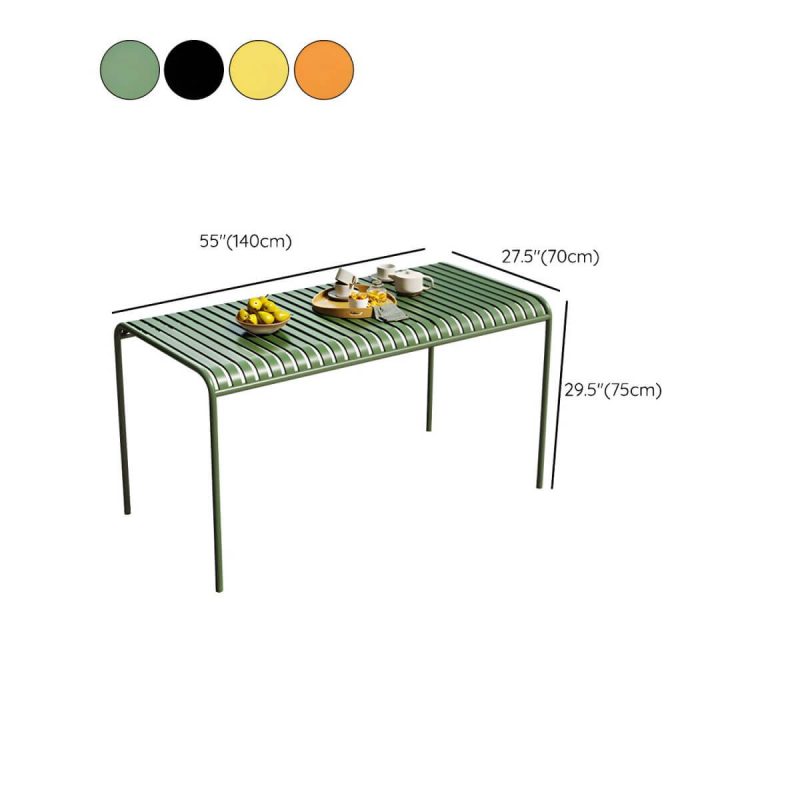 Dimension of Metall-Gartentisch im zeitgenössischen Stil, wasserbeständig in rechteckiger/quadratischer Form - Nur Tisch 55.1"L x 27.6"B x 29.5"H Grün