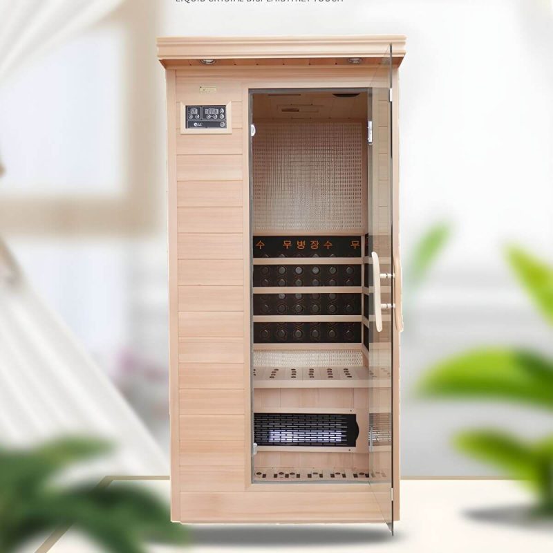 Premium Holz Infrarotsauna mit LED-Beleuchtung und Bluetooth, ideal für den Innenbereich - 35"L x 35"B x 75"H Glasfenster inbegriffen