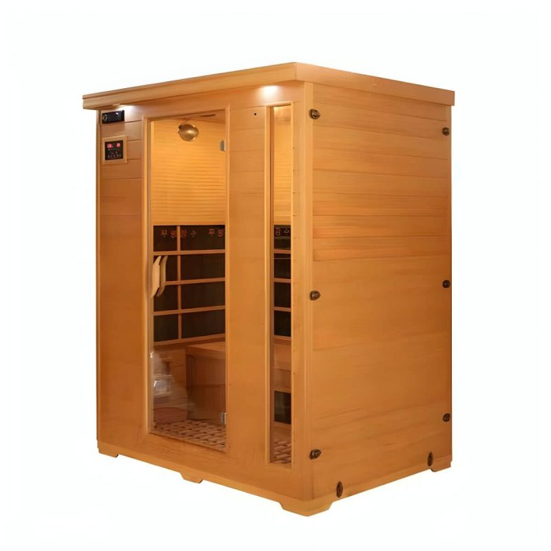Holz-Infrarotkabine mit 1 Tür, beige, LED-Beleuchtung und Belüftung - 59"L x 47"B x 75"H