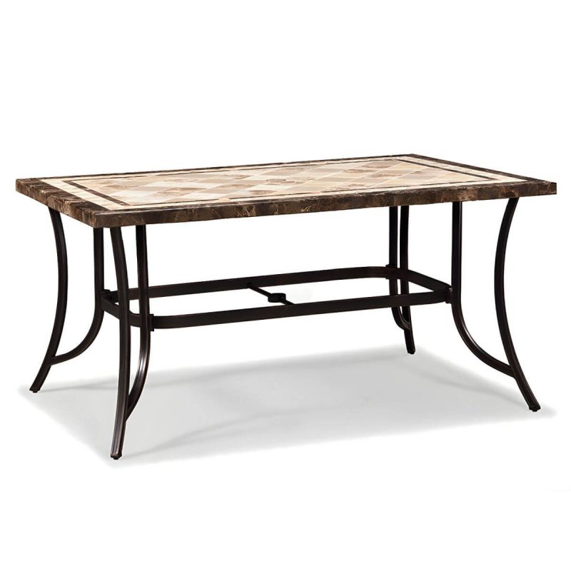 Stein/Keramik-Esstisch Outdoor Aluminium-Gestell Terrassentisch in Braun - Nur Tisch 58"L x 39"B x 29"H