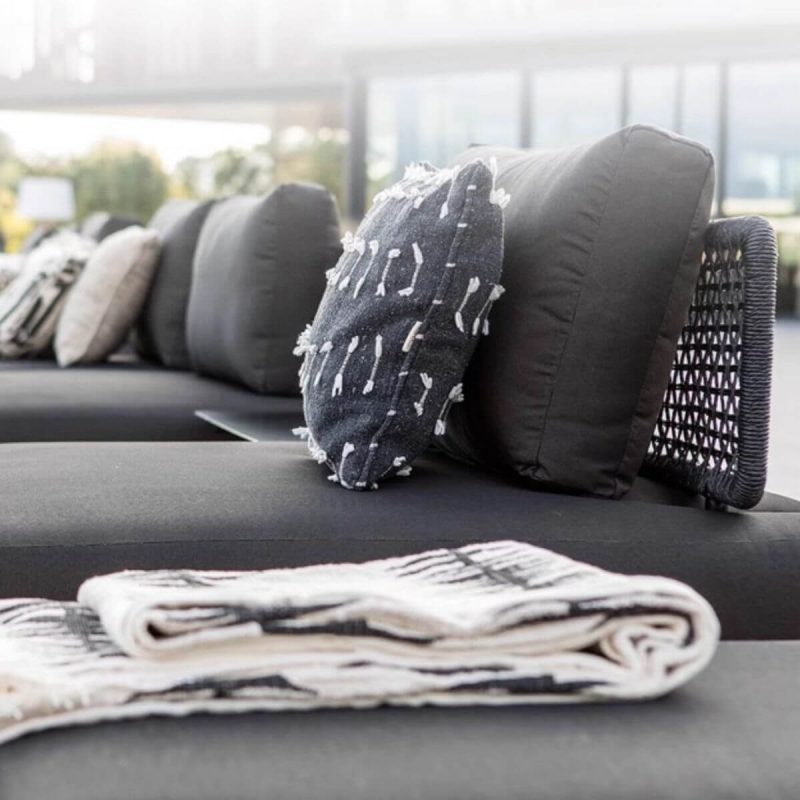 9-teiliges Set Outdoor-Sofagruppe, Auburn & Lumber Beistelltisch, Schwarz, Schwarz & Leinen, 9-teiliges Set (3 Stühle & Ottoman & Chaise Lounge & 4 Couchtische)