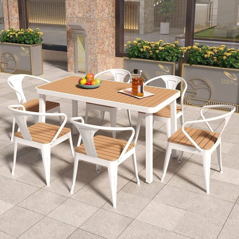 Chic Sepia Lumber Rechteckiger Terrassen-Esstisch, Weiß, 47,2"L x 23,6"B x 29,5"H, Nur Tisch