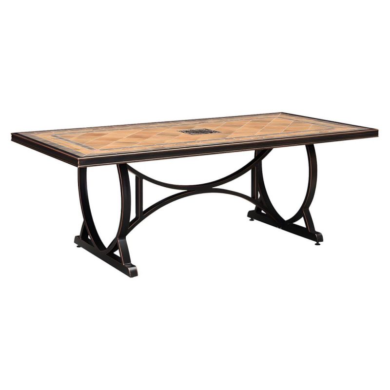 Stein/Keramik-Esstisch Outdoor Aluminium-Gestell Terrassentisch in Braun - Nur Tisch 79"L x 39"B x 29"H