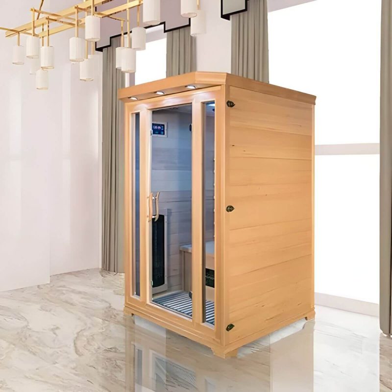 Hemlock Heimsauna für Innen- und Außenbereich Far Infrared Tourmalin - 1 Person - 2 Personen Kleine Tür Typ