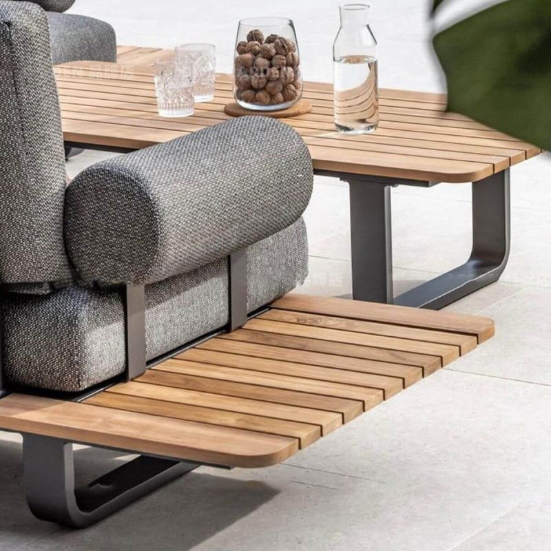 5-teiliges Set, Aprikosenfarbe, Outdoor-Sofagruppe, Baumwoll-Leinen, 2 Tische, 5-teiliges Set (2 Loveseats Couchtische)