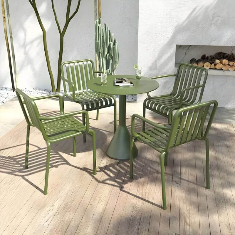 Zeitgenössischer Outdoor-Rund-/Quadrattisch Eisen Rostbeständiger Couchtisch - Grünes Quadrat Nur Tisch