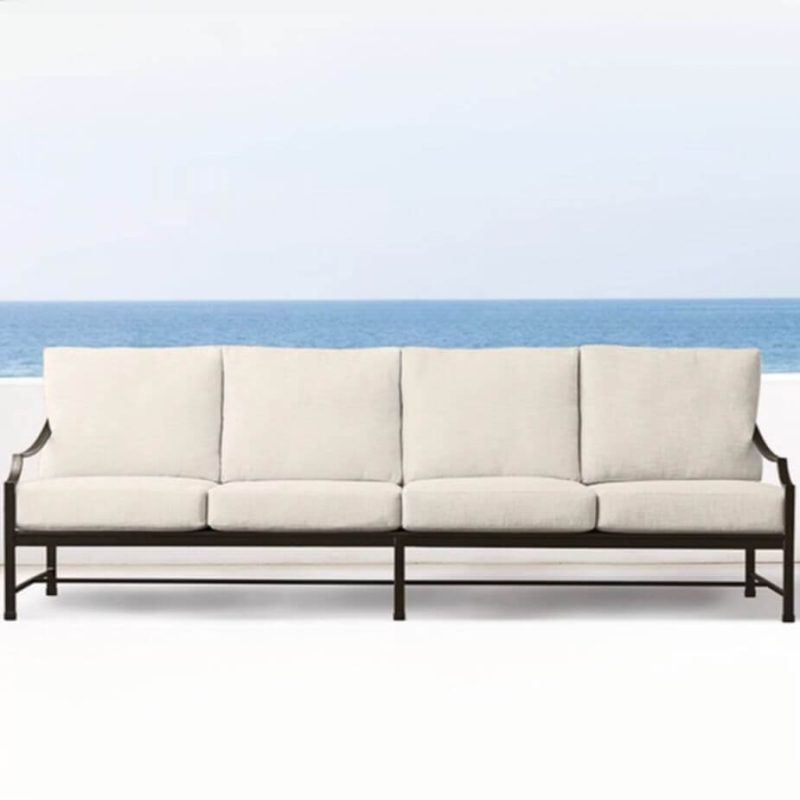 Einfaches schwarzes Metall-Loveseat für 4 Personen, rostbeständig, 1 Teil mit Kissen, 4-Sitzer Sofa