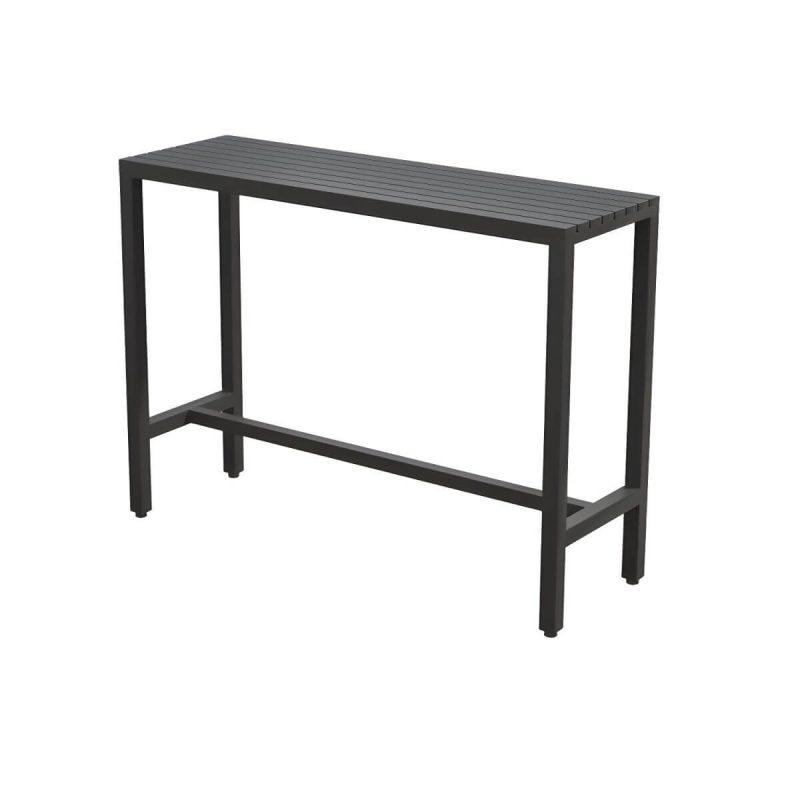 Industrieller schwarzer Metall-Patio-Esstisch mit Espresso-Holzplatte - 55,1"L x 15,7"B x 41,3"H Nur Tisch