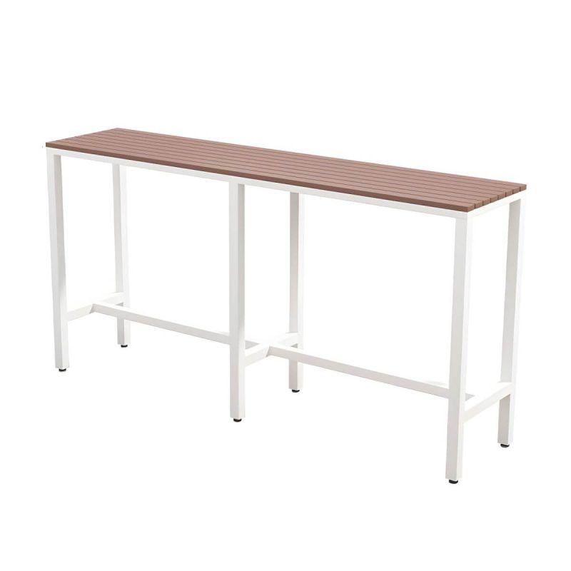 Industrieller Metall- und Holz-Bartisch im Rechteck - Weiß 110,2"L x 15,7"B x 41,3"H Nur Tisch