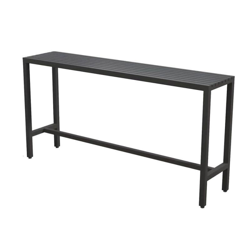 Industrieller schwarzer Metall-Patio-Esstisch mit Espresso-Holzplatte - 86,6"L x 15,7"B x 41,3"H Nur Tisch