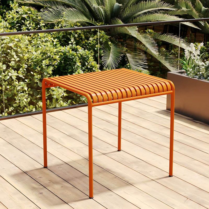 Metall-Gartentisch im zeitgenössischen Stil, wasserbeständig in rechteckiger/quadratischer Form - Nur Tisch 27.6"L x 27.6"B x 29.5"H Orange