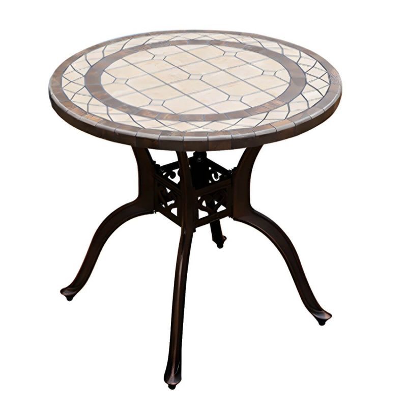 Moderner Outdoor-Patio-Tisch aus Keramik, rostbeständiger Patio-Tisch mit Aluminiumrahmen - Nur Tisch 39,4"L x 39,4"B x 29,5"H