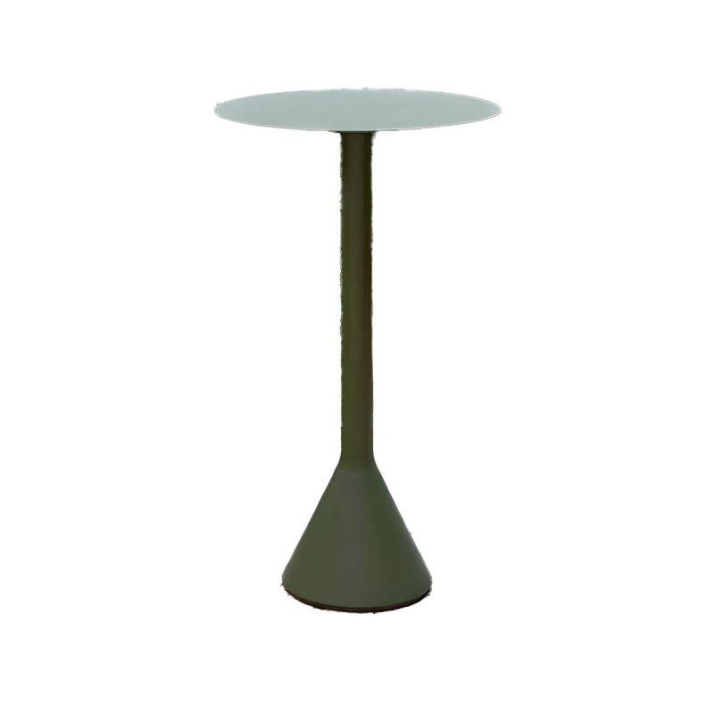 Grüner Metall-Bar-Tisch Industrie wasserbeständiger Tisch für draußen - 23,6"L x 23,6"B x 41,3"H Nur Tisch