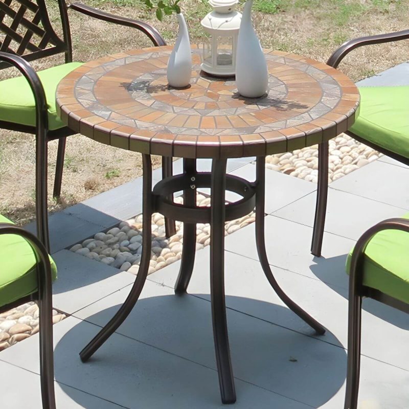 Moderner Outdoor-Patio-Tisch aus Keramik, rostbeständiger Patio-Tisch mit Aluminiumrahmen - Nur Tisch 30"L x 30"B x 29"H