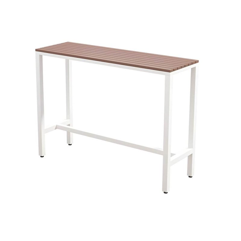 Industrieller Metall- und Holz-Bartisch im Rechteck - Weiß 47,2"L x 15,7"B x 41,3"H Nur Tisch