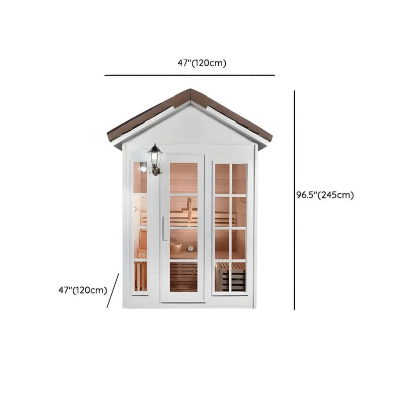 Dimension of 1 Sitz Hemlock FAR Infrarot-Sauna mit LED-Beleuchtung und Bluetooth - Weiß 47"L x 47"B x 96"H