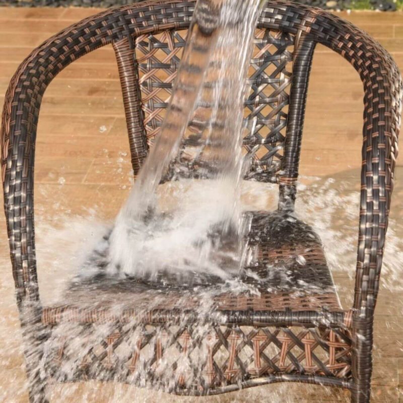 Klarer feuerfester Outdoor-Esstisch aus Legierung mit Tisch und Stuhl, 3-teilig, moderner Stil, 23.6"L x 23.6"B x 28.3"H, Schreibtisch mit 2 Stühlen