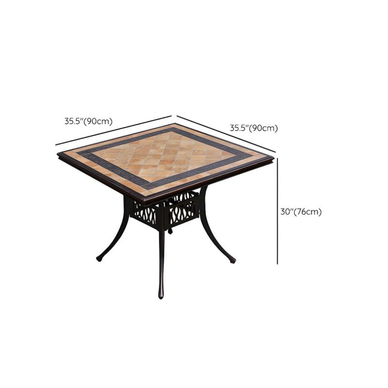 Dimension of Moderner Outdoor-Patio-Tisch aus Keramik, rostbeständiger Patio-Tisch mit Aluminiumrahmen - Nur Tisch 35"L x 35"B x 30"H