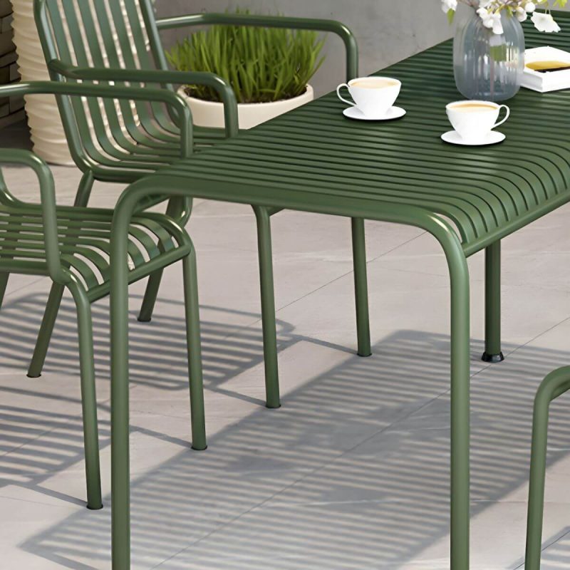 Metall-Gartentisch im zeitgenössischen Stil, wasserbeständig in rechteckiger/quadratischer Form - Nur Tisch 27.6"L x 27.6"B x 29.5"H Gelb