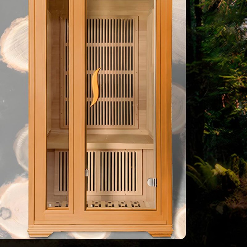 Rechteckige Holz-Infrarotsauna mit LED-Beleuchtung und Bluetooth - 48"L x 40"B x 75"H